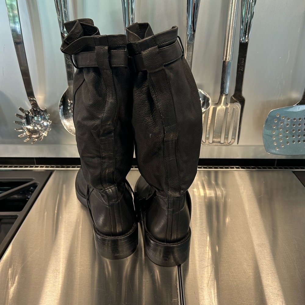 Ann Demeulemeester Black Leather Combat Boots - Picture 5 of 6